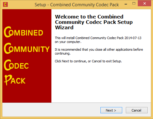 تثبيت Combined Community Codec Pack
