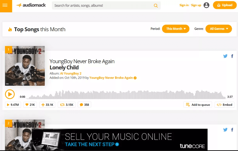 موقع Audiomack