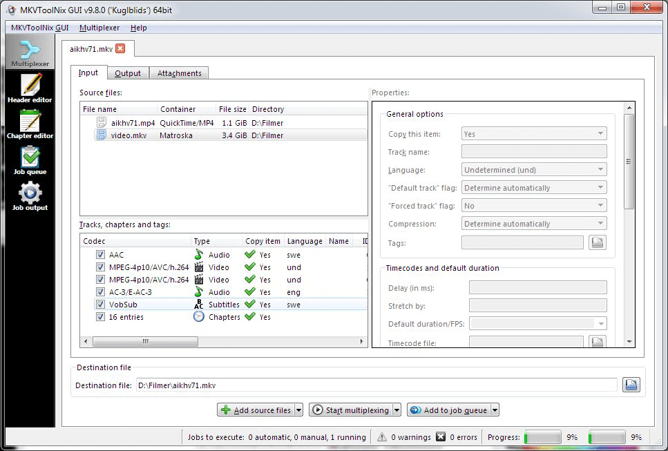 ازالة الترجمة المدمجة مع الفيلم mkv عبر MKVToolNix