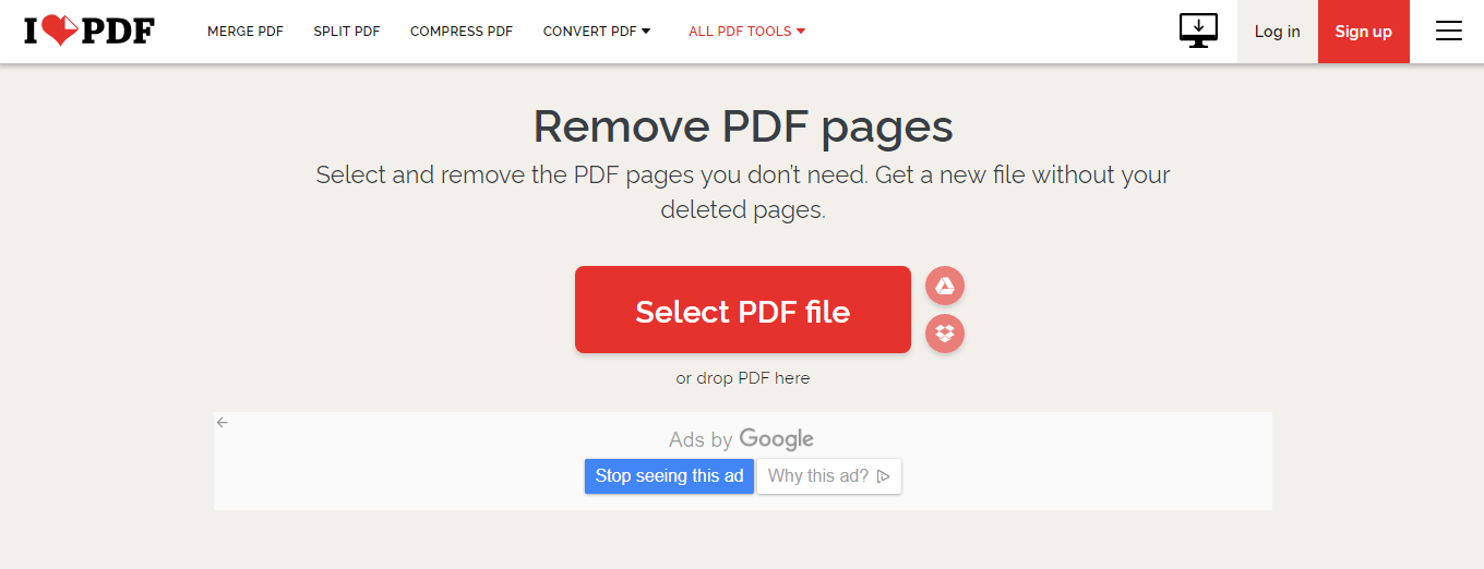 حذف صفحة من ملف PDF